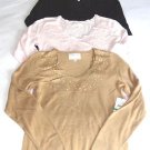 NWT DEBBIE MORGAN LONG SLEEVE SWEATER SEQUINS NECKLINE V NECK MULTI COLORS