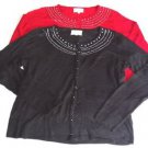 NWT DEBBIE MORGAN LONG SLEEVE SWEATER JEWELED NECKLINE CARDIGAN MULTI COLORS