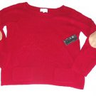 NWT DEBBIE MORGAN LONG SLEEVE SWEATER SCOOP NECK 2 POCKETS ELBOW PATCHES