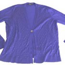 NWT JONES NEW YORK CARDIGAN PURPLE TINY GEMSTONES 1 BUTTON LONG SLEEVE $99