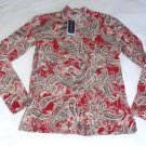 NWT KAREN SCOTT LONG SLEEVE MOCK  TURTLENECK  PAISLEY RED