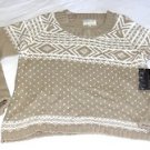 NWT DEBBIE MORGAN LONG SLEEVE SCOOP NECK SWEATER SAHARA BEIGE SEQUINS