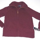 NWT KAREN SCOTT LONG  SLEEVE FULL ZIP SWEATER GOLD ZIPPER 2POCKETS