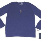 NWT KAREN SCOTT LONG  SLEEVE  CABLE-KNIT SWEATER HENLEY 100% COTTON