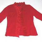 NWT ELEMENTZ VELVET RUFFLE COMBO SWEATER LONG SLEEVE CARDIGAN