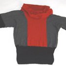 NWT STYLE & CO 3/4 SLEEVE SWEATER COLOR BLOCK RED GRAY BLACK COWL NECK MULTI