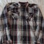 NWT INC MENS BUTTON DOWN SHIRT SZ MEDIUM MAROON BLACK WHITE PLAID 2 POCKETS