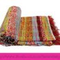 Hand Loom Chindi Carpet Rag Rug Floor Mat Yoga Mat Vintage Throw Coverlet 1121