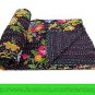 Kantha Quilt Indian Throw Reversible Cotton Bohemian Bedspread Bedding 989