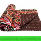 Kantha Quilt Indian Throw Reversible Cotton Bohemian Bedspread Bedding 988