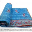 Vintage Throw Kantha Quilt Saree Sari Quilt Indian Handmade Fabric Craft 836
