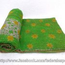 Cotton Bedspread Indian Reversible Vintage Throw Kantha Quilt Sewn Stitched 791