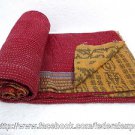 Vintage Throw Kantha Quilt Saree Sari Quilt Indian Handmade Fabric Craft 779