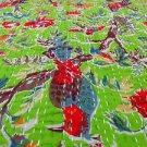 Kantha Quilt Indian Throw Reversible Cotton Bohemian Bedspread Bedding 913