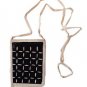 MINI BAG FOR IPHONE, MOBILE COVER, 100% COTTON, HANDMADE BLACK APPLIQUE 168
