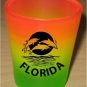 Tie dye Rainbow high gloss Neon color FLORIDA theme shot glass -DOLPHIN JUMPING