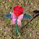 Solar power Fluttering Butterfly with LED LIGHT UP Tulip flower - garden decor