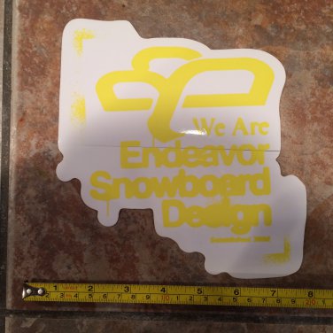 8" Endeavor Snowboard Sticker - Yellow - Decal Jacket Pants Bindings Boots Gloves Mens Ski 2