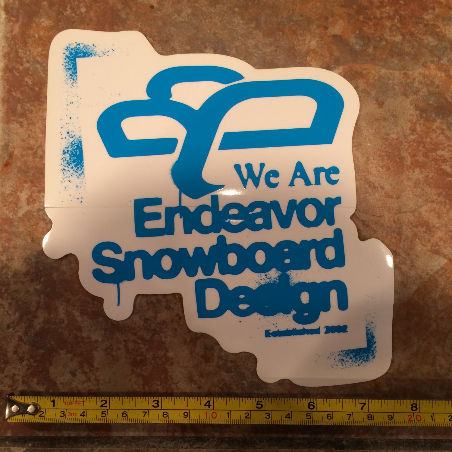 8" Endeavor Snowboard Sticker Blue Decal Jacket Pants Bindings