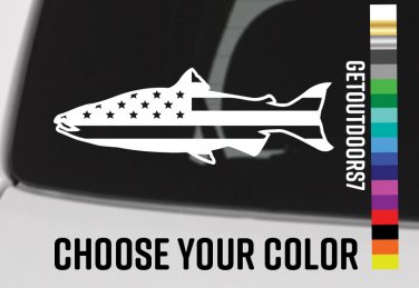 5.5" Salmon US Flag Sticker USA American Fly Sage Redington Fishing Simms Decal XO