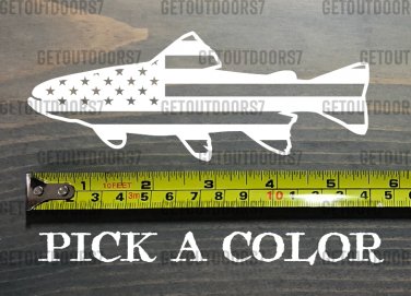 5.5" Trout US Flag Sticker Decal USA American Fly Sage Redington Fishing Simms XO