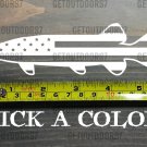 Musky Sticker Decal 5.5" Die Cut Muskie USA Flag US American Fly Fishing XO