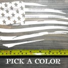 USA Tattered Flag Sticker Decal US Distressed American Tactical White Red XO