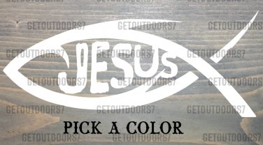 Jesus Fish Sticker Decal Christian Vinyl Choose Color & Size Religious God XO