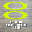 1" Oakley Visor Decal Pair Sticker Fluorescent Yellow Helmet XO