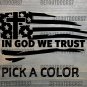 Jesus Flag Cross Sticker Decal Tattered USA US Distressed American In God We XO