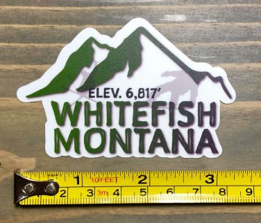 Whitefish Montana Sticker Decal 3.25" Mountain Ski Snowboard Big Sky Bridger PO
