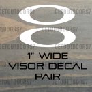 1" Oakley Visor Decal Pair Sticker White Helmet Football Motorcyle BMX XO
