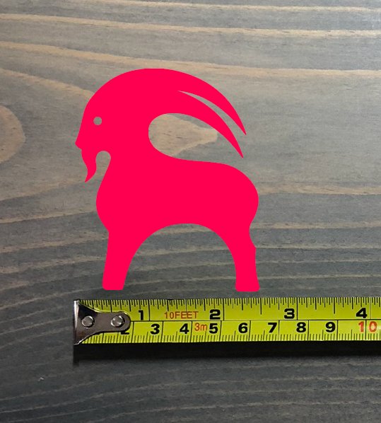 Sticker Decal 3" Pink Goat Ski Snowboard Hiking XO