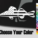 Walleye Sticker Decal 5.5" Die Cut TFO Rods USA Flag US American Fly Fishing XO