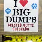Crested Butte Sticker Decal Mountain Ski Resort I Love Big Dumps Colorado PO