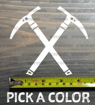 Ice Axe Sticker Decal Climbing Crossed Axes Tool Petzl Black Diamond Grivel XO