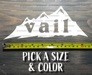Vail Sticker Decal Colorado Ski Mountain Snowboard Hiking Biking Lions Head XO