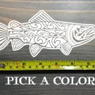 Salmon Sticker Decal Tribal Die Cut 6.5" Mountains Fly Fishing Fish Trout XO