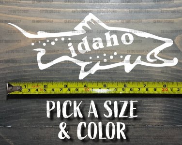 Idaho Sticker Decal DIE CUT Fly Fishing Trout Hunter Sage Simms Ross Reels XO