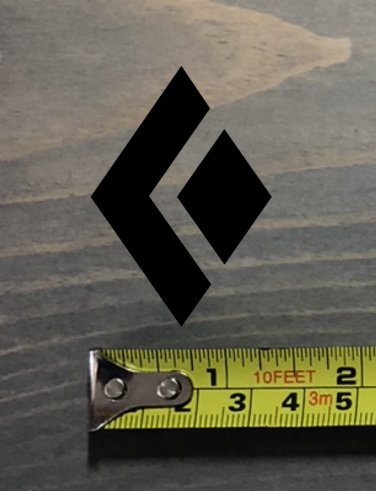 Black Diamond Sticker Decal 2" Tall Black SMALL Die Cut Climbing Hiking XO