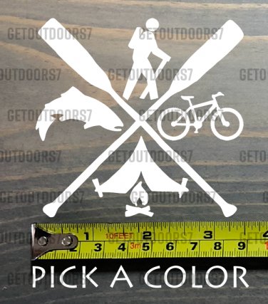 Outdoor Sticker Decal 3.5" Hiking Biking Fishing Paddle Camping Backcountry XO