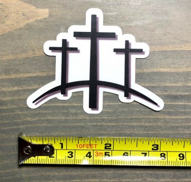 Jesus Christian Sticker Decal Crucifixion Religious 3" Cross God Symbol Forgiven PO