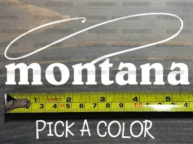 Montana Sticker Decal DIE CUT Fly Fishing Line Trout Rainbow Fish Simms Lake XO