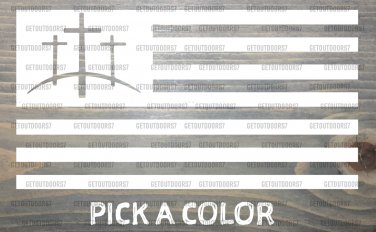 Jesus Cross Flag Sticker Decal American 5.5" In God We Trust USA BCM 5.11 Sitka XO