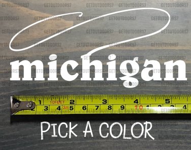 Michigan Sticker Decal DIE CUT Fly Fishing Line Trout Rainbow Musky Brown XO