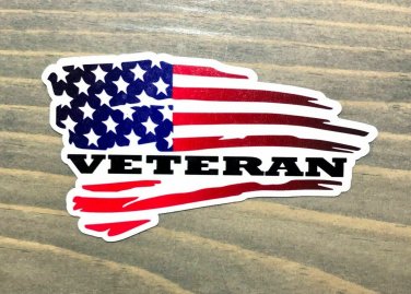 Veteran Flag Sticker Decal American 8" US Distressed USA Military Tactical PO BCM