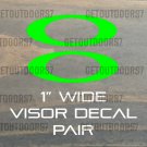 1" Oakley Visor Decal Pair Sticker Fluorescent Green Yellow Lime Helmet XO