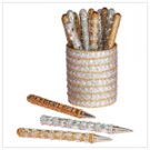 Glittering Gold And Silver Pen Set