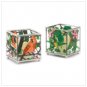 Stained glass bird votive holders