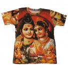 ॐ FULL-PRINT SHIVA AND PARVATTI T-SHIRT ॐindian INDIA hindu GOD hippy gringo UK